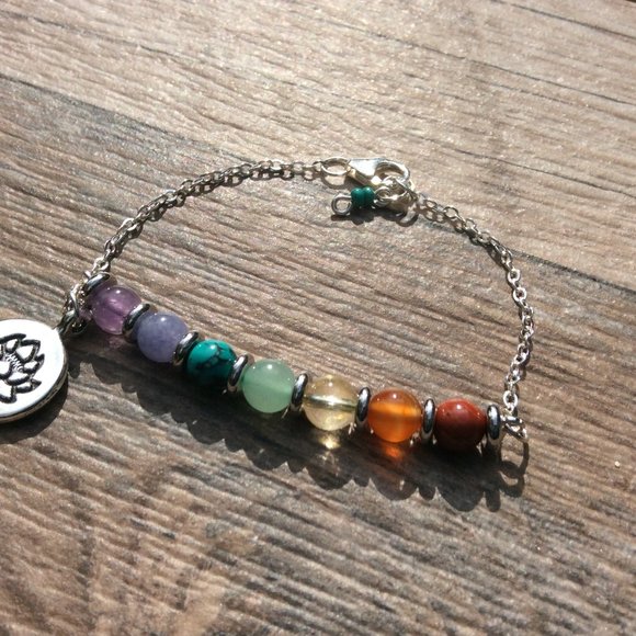 Chakra bracelet, Sterling silver, Lotus bracelet, Healing bracelet - Picture 3 of 9